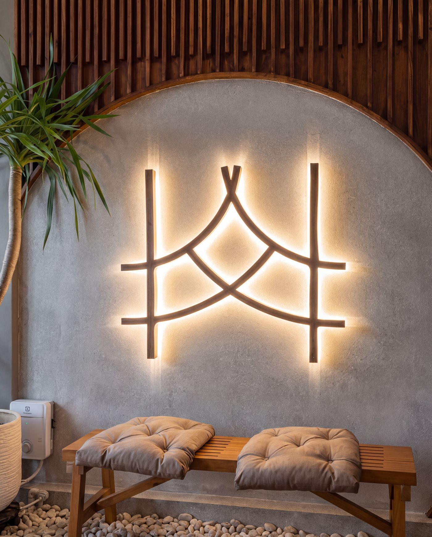 The illuminated logo wall and welcoming interior at Keiken Cebu